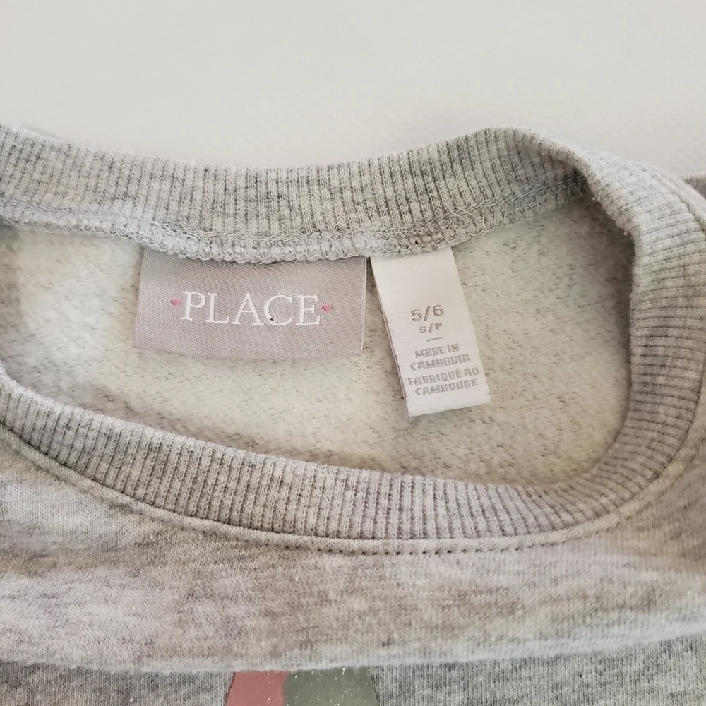 The Children's Place Girls Camo Star Sweatshirt Gray Pink Size S (5/6)